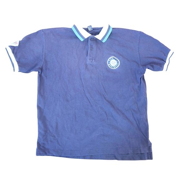 Vintage Diamond Collection Seattle Mariners Navy Blue Polo Top Mens M - Picture 1 of 5